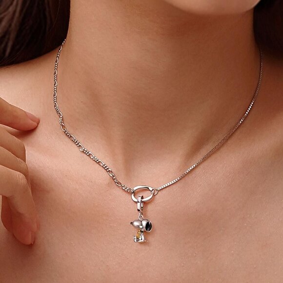 Peanuts Snoopy Sterling Silver Dangle Charm Bracelet for Women Valentine - Picture 8 of 8